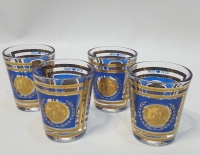 4 Vasitos Para Licor Azul Y Dorado Cod 32290