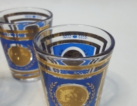 4 Vasitos Para Licor Azul Y Dorado Cod 32290