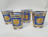 4 Vasitos Para Licor Azul Y Dorado Cod 32290