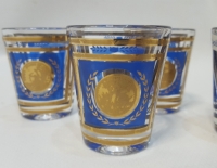 4 Vasitos Para Licor Azul Y Dorado Cod 32290