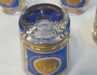 4 Vasitos Para Licor Azul Y Dorado Cod 32290