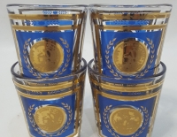 4 Vasitos Para Licor Azul Y Dorado Cod 32290