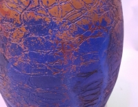 Florero de vidrio azul Pátina craquelada Cod 30001