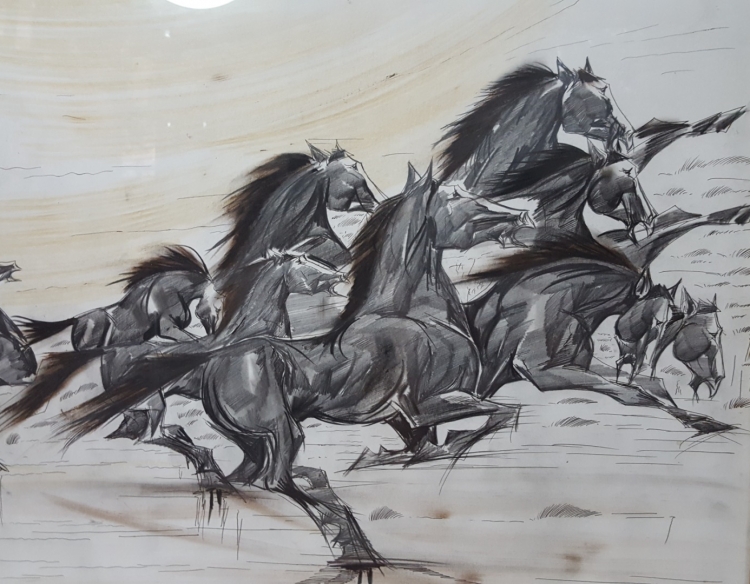 Tinta Caballos De Gasparini 47x64 Cod 26139