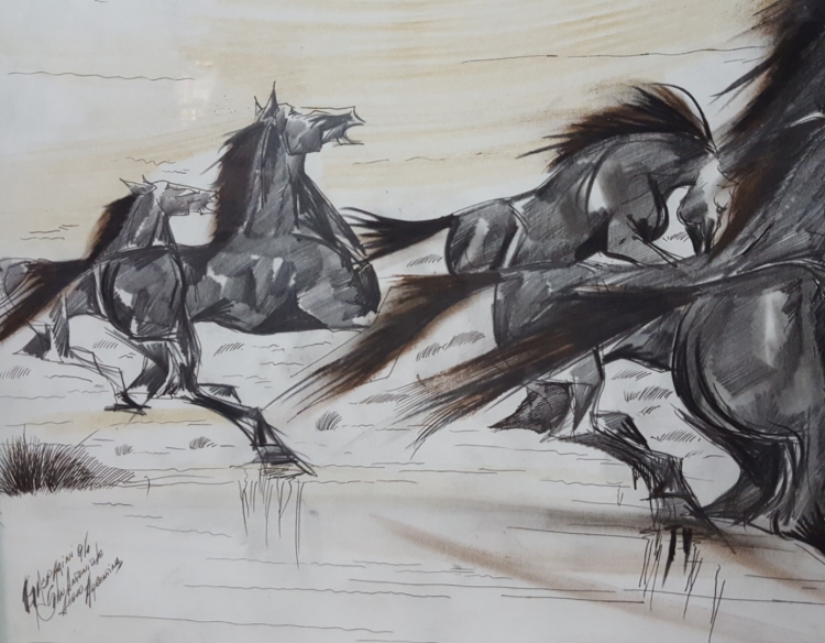 Tinta Caballos De Gasparini 47x64 Cod 26139