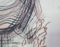 Dibujo A Tinta Y Lápiz Firmada Mujer Kolla Cod 32640