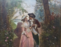 Oleo Firmado Joannes Amoureux 21x45 Cod 26474