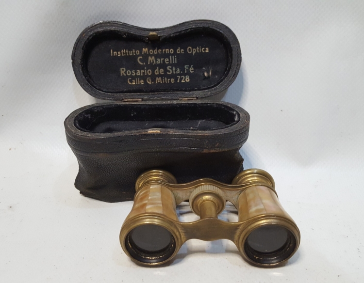 Largavista Binocular Antiguo Con Nácar Cod 32881