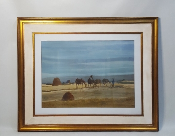 Acuarela Carlos Uriarte Caballos 45x60 Cod 33006