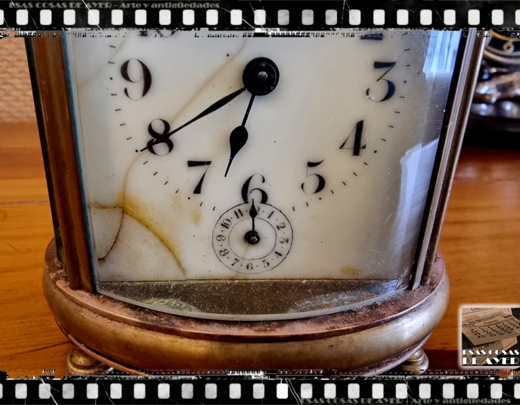 Antiguo reloj de carruaje frances con despertador
