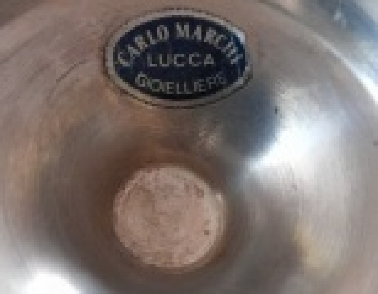Azucarera de plata italiana con seis cucharitas