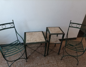 Juego Sillones y Mesas de Hierro forjado con Marmol