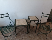 Juego Sillones y Mesas de Hierro forjado con Marmol