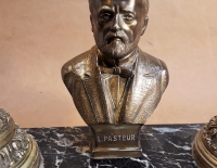 Antigua Escribania De Marmol Y Bronce Con Busto de Luis Pasteur