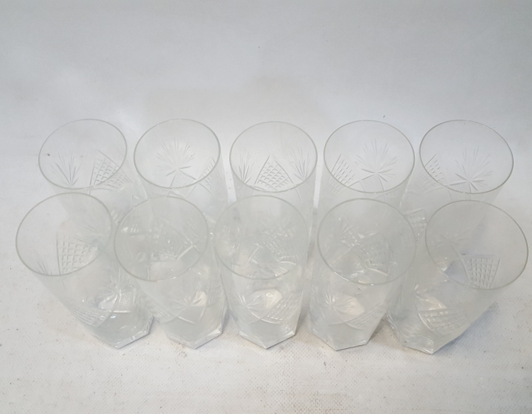 10 Vasos Cristal Tallado Altos Cod 33137