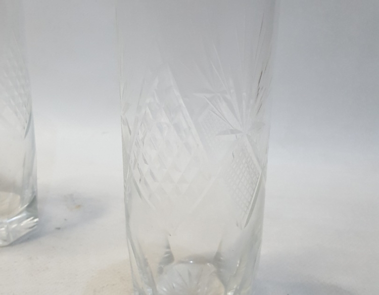 10 Vasos Cristal Tallado Altos Cod 33137