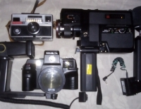 Lote de filmadora 8 mm y cámaras fotográficas 