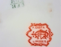 Antigua Vajilla CFH GDM F. Costa Limoges France 1882