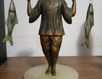 Escultura Chino pescador de bronce