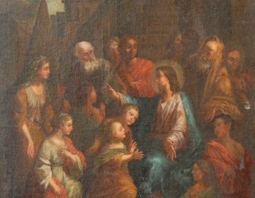 cuadro con motivo religioso pintado al oleo Escuela de Parma. Pintor E nacido en 1580-muerto 1616