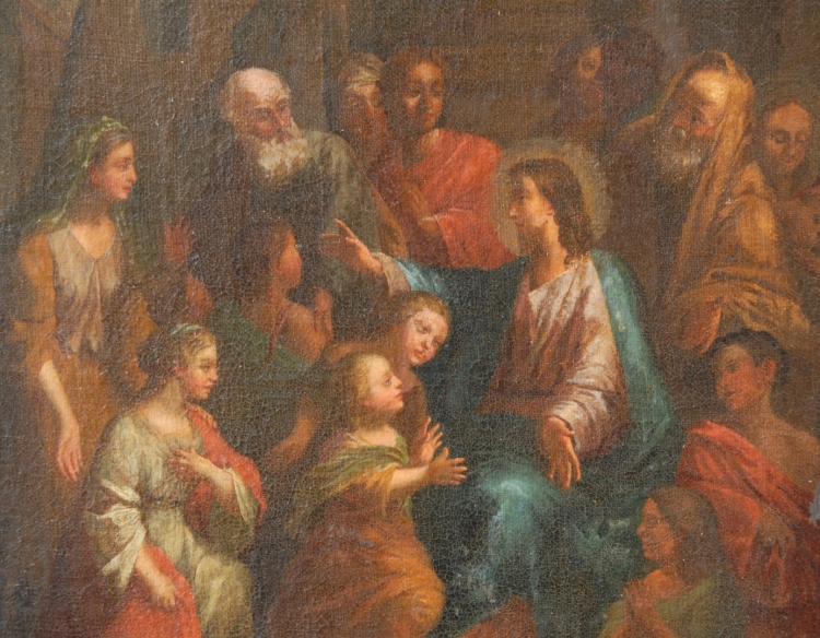 cuadro con motivo religioso pintado al oleo Escuela de Parma. Pintor E nacido en 1580-muerto 1616