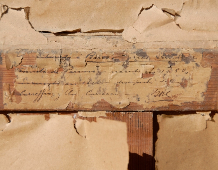 cuadro con motivo religioso pintado al oleo Escuela de Parma. Pintor E nacido en 1580-muerto 1616