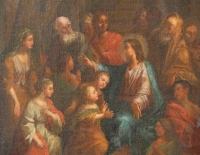 cuadro con motivo religioso pintado al oleo Escuela de Parma. Pintor E nacido en 1580-muerto 1616