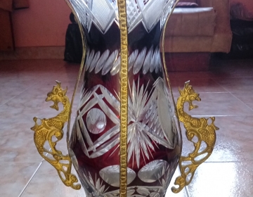 Vendo jarrón bronce cristal tallado edición dragones