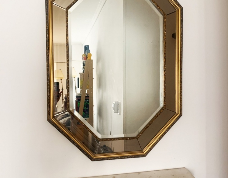 Espejo + recibidor colgante de mármol