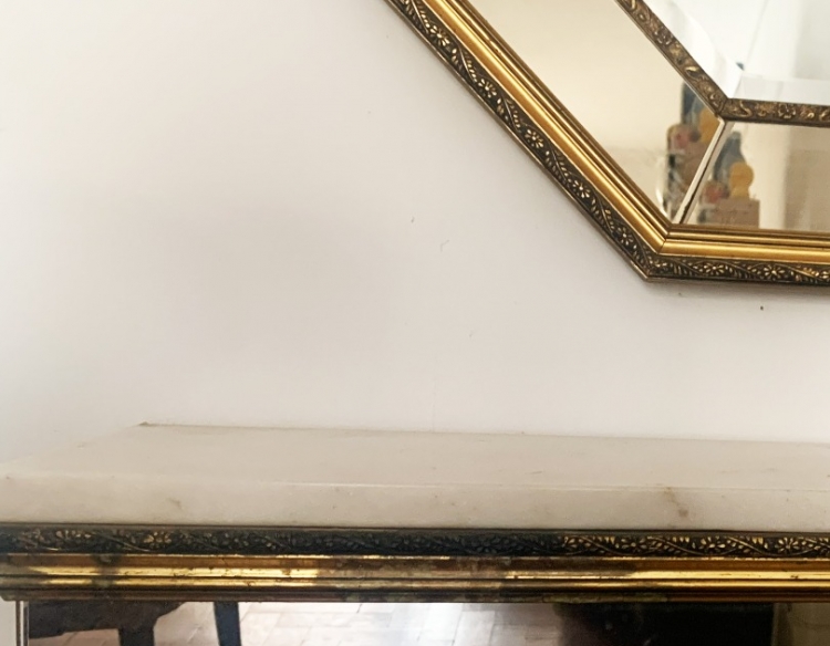 Espejo + recibidor colgante de mármol