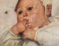 Óleo - Retrato Bebé firma E. Acosta